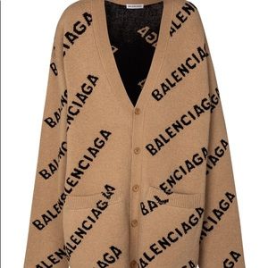 Balenciaga Logo Wool Cardigan